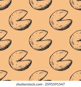 Seamless pattern with fortune cookies for decorative print, wrapping paper, greeting cards, wallpaper and fabric