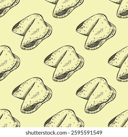 Seamless pattern with fortune cookies for decorative print, wrapping paper, greeting cards, wallpaper and fabric