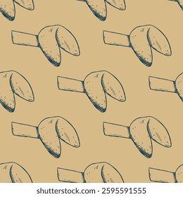 Seamless pattern with fortune cookies for decorative print, wrapping paper, greeting cards, wallpaper and fabric