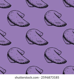 Seamless pattern with fortune cookies for decorative print, wrapping paper, greeting cards, wallpaper and fabric