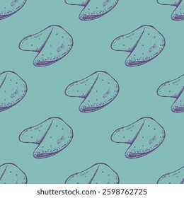 Seamless pattern with fortune cookies for decorative print, wrapping paper, greeting cards, wallpaper and fabric