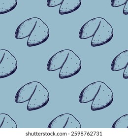 Seamless pattern with fortune cookies for decorative print, wrapping paper, greeting cards, wallpaper and fabric
