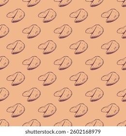 Seamless pattern with fortune cookies for decorative print, wrapping paper, greeting cards, wallpaper and fabric