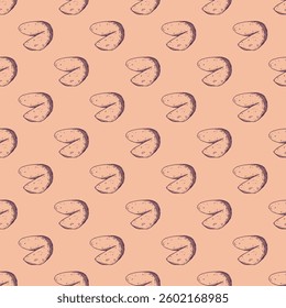 Seamless pattern with fortune cookies for decorative print, wrapping paper, greeting cards, wallpaper and fabric