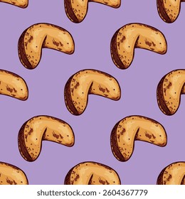 Seamless pattern with fortune cookies for decorative print, wrapping paper, greeting cards, wallpaper and fabric