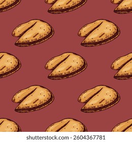 Seamless pattern with fortune cookies for decorative print, wrapping paper, greeting cards, wallpaper and fabric