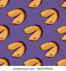 Seamless pattern with fortune cookies for decorative print, wrapping paper, greeting cards, wallpaper and fabric