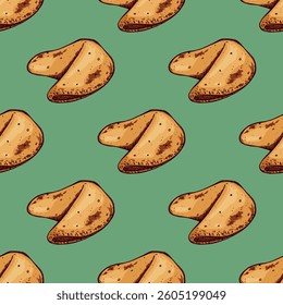 Seamless pattern with fortune cookies for decorative print, wrapping paper, greeting cards, wallpaper and fabric