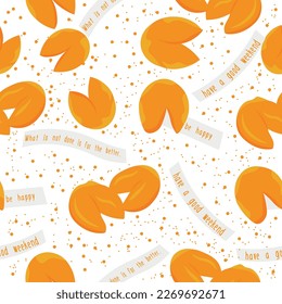 Seamless pattern with fortune cookies on white background