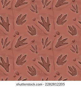 Seamless pattern with fossil dinosaur footprint. Vector illustration