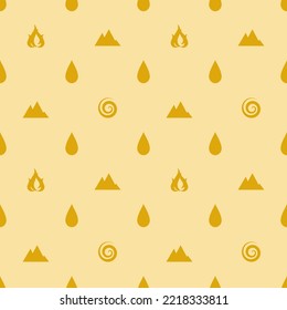 Seamless pattern of four Chinese elements (fire, water, air, earth)