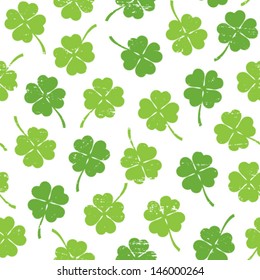 Seamless Pattern With Four Leaf Clover