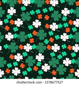 Seamless Pattern With Four Leaf Clover. Vector Graphics.