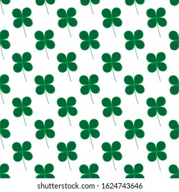 Seamless pattern with four leaf clover. St. patrick symbol vector