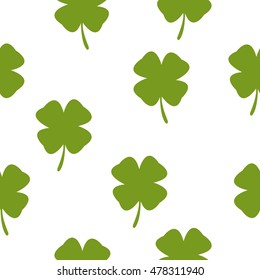 seamless pattern four leaf clover. Flat style