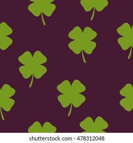 seamless pattern four leaf clover. Flat style