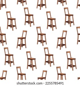 Seamless pattern with four legged tall bar chair doodle vector