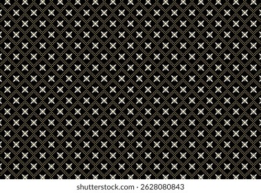 seamless pattern four petals flower with dot line white with black background, fabric flower pattern,and paper pattern, seamless pattern vector.batik motive geometric 