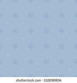 Seamless pattern with four petals flowers in pastel blue tones. Spring seamless pattern