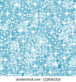Seamless pattern. Four-beam stars on the background of snowballs.