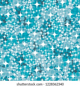 Seamless pattern. Four-beam stars on the background of snowballs.