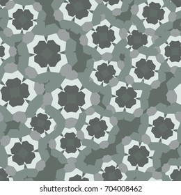 Seamless pattern. Four-sided figures in random order. Gray-green.