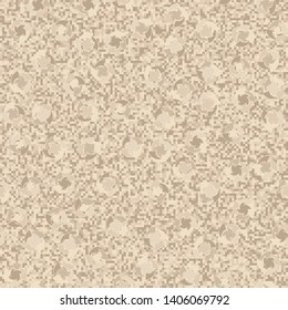 Seamless pattern. Four-sided multi-colored round elements are arranged randomly on a checkered background. Shades of granite and marble.