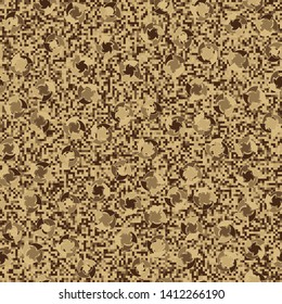 Seamless pattern. Four-sided multi-colored round elements are arranged randomly on a checkered background. Shades of granite and marble.