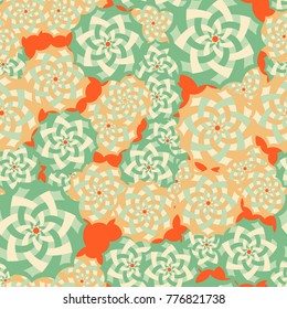 Seamless pattern. Fourteen-sided stars with a wicker pattern inside.
