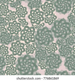 Seamless pattern. Fourteen-sided stars with a wicker pattern inside.