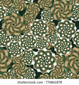 Seamless pattern. Fourteen-sided stars with a wicker pattern inside.