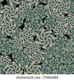 Seamless pattern. Fourteen-sided stars with a wicker pattern inside.