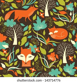 Seamless pattern with a fox 