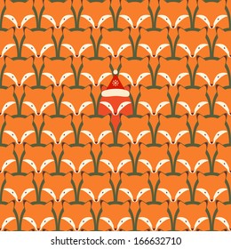 Seamless pattern with fox