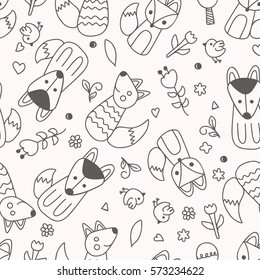 seamless pattern with fox.