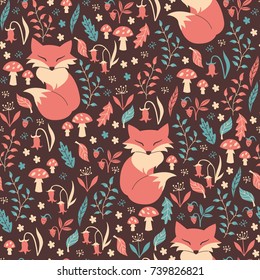 Seamless Pattern With Fox