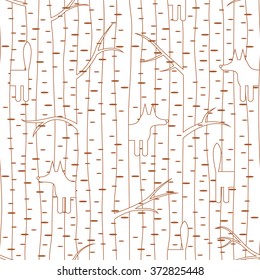Seamless pattern with fox in forest