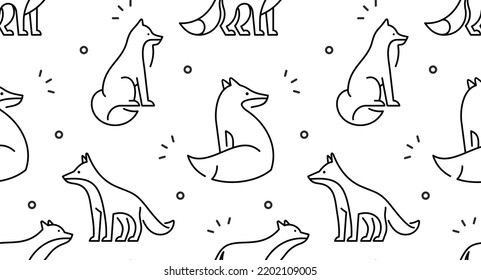 Seamless pattern with Fox logo. isolated on white background