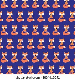 Seamless pattern with fox in space - vector illustration, eps
