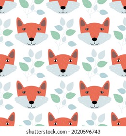 Seamless pattern with fox. Vector illustration in a flat style