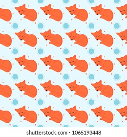 Seamless pattern with foxes
