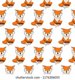 Seamless pattern with foxes. Vector.