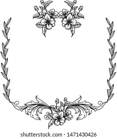 Seamless pattern frame, beautiful leaves and flower. Vector