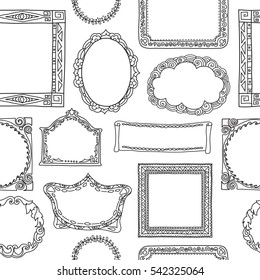 Seamless pattern with frame. Can be used for textile, website background, 
book cover, packaging.