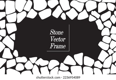 Seamless pattern frame of cells hand drawn pattern Black and white abstract stone background. Vector illustration.