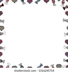 Seamless pattern. Frame doodle. Illustration in black, gray and white colors. Vector element template.