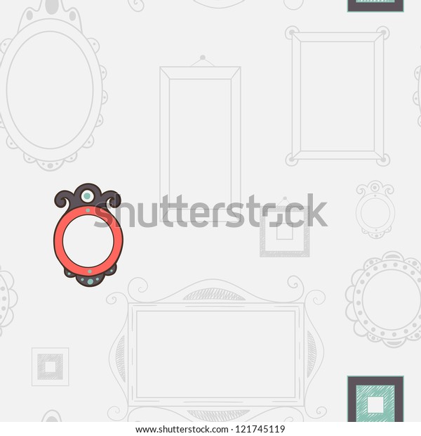 Seamless pattern with frames and borders on\
the white background. Vector\
illustration.