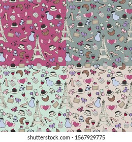 seamless pattern with france objects	
