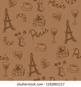 seamless pattern with france objects memories