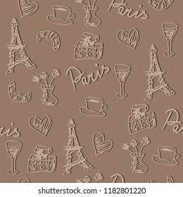 seamless pattern with france objects memories